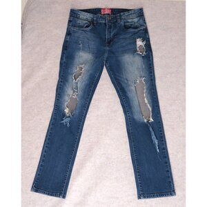 Stylo Skinny Jeans Distressed Dark Washed Blue Denim Stretch Men's Actual 32x29